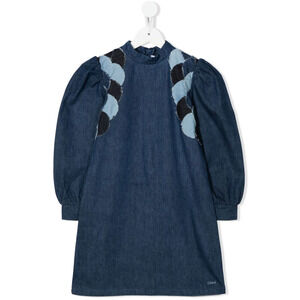 Chloe Embroidered Blue Scallop Yoke Dress Size 8